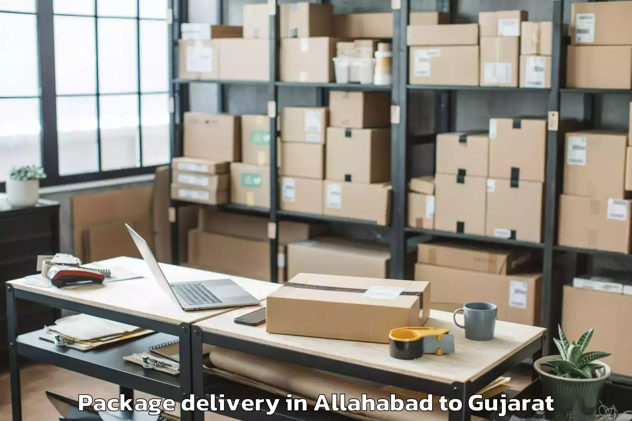 Trusted Allahabad to Keshod Airport Ixk Package Delivery